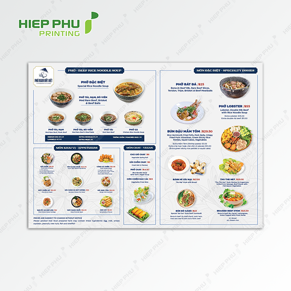 In Menu/ Thực đơn