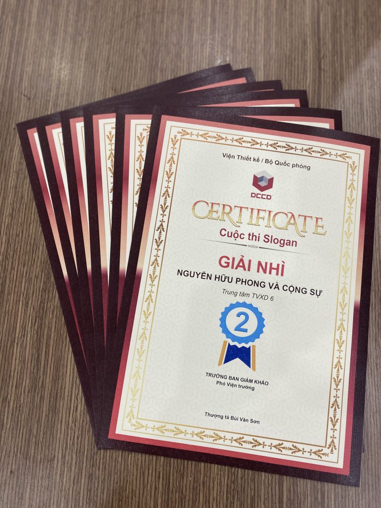 In Hiệp Phú in giấy khen/ certificate cho Bộ Quốc phòng – Chất lượng khẳng định uy tín